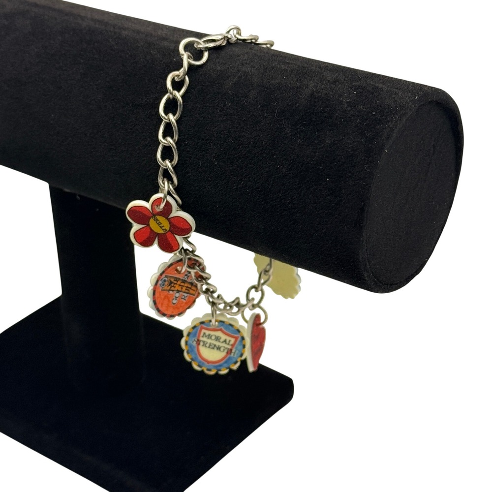 Christian‎ Values Charm Bracelet Strength Golden Rule Silver Tone Multicolor